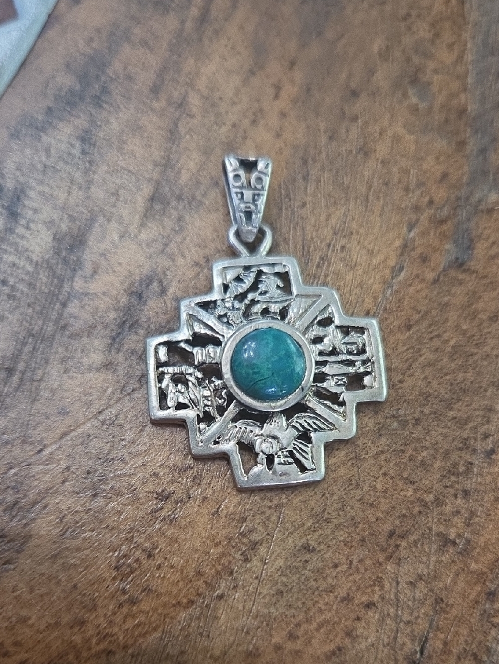 Sterling Silver Turquoise Cross Pendant
